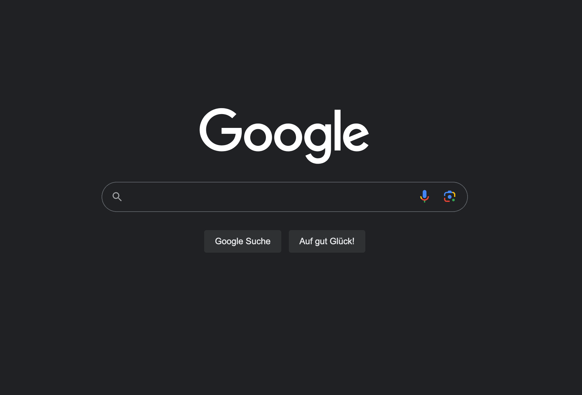 Startseite Google mit Suchfeld